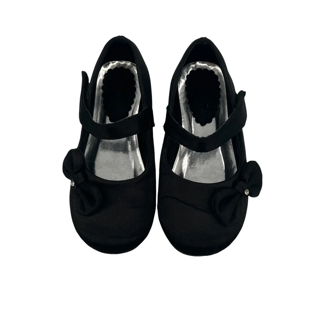 Dream Pairs Black Satin Angel Bow Mary Jane Shoes Size 7 Toddler Girl’s